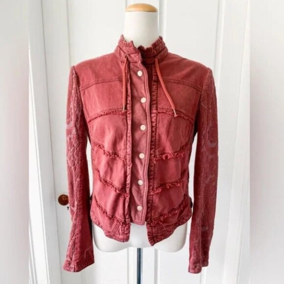 Free People Women's Pink and Red Jacket - Picture 1 of 8